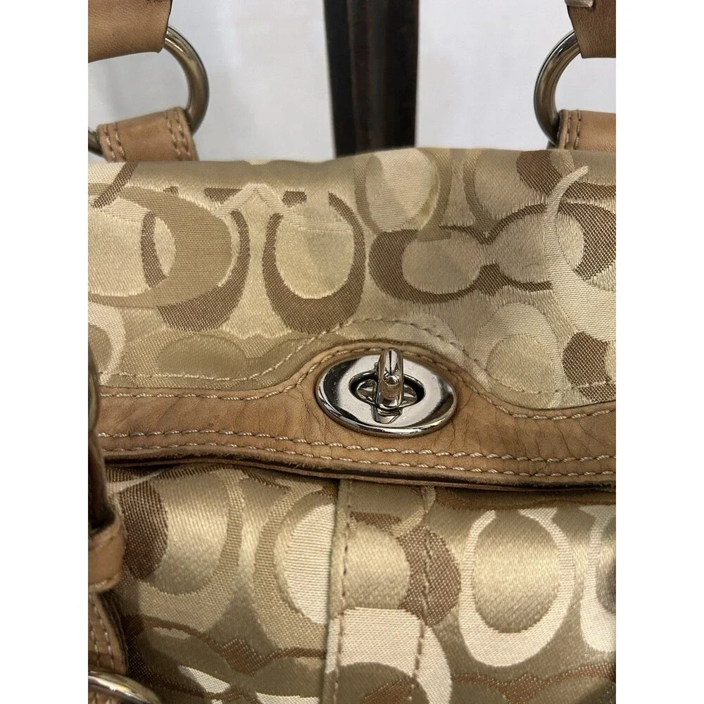 Y2K Coach Chelsea Optic Signature Turn Lock Satchel 10995 Tan Braided Handles
